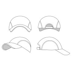 Baseball tennis cap outlined template