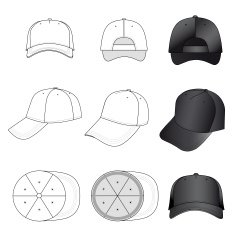 Baseball tennis cap outlined template N3