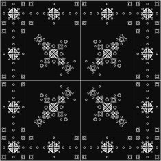 Patterned design elements on a dark background N2