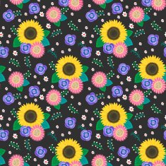 seamless cartoon flowers pattern background N2