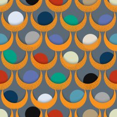 3d seamless pattern with circles and half-round shapes
