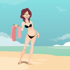 Girl in the beach illustration N6