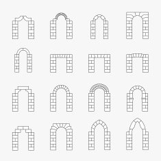 Black icons of vector arch silhouette