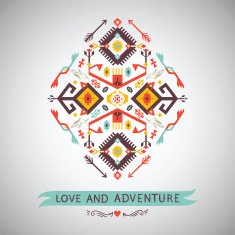 Vector colorful decorative element on native ethnic style
