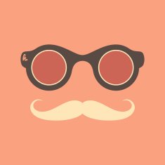 Vintage hipster sunglasses and mustache vector object N3