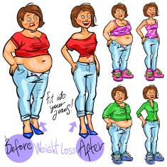 Young woman before and after weight loss