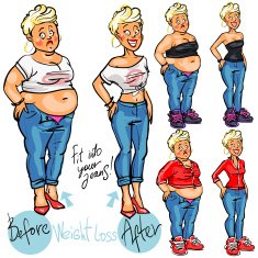 Young woman before and after weight loss N2