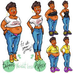 Young woman before and after weight loss N3