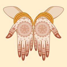 Indian bride with mehandi in hand