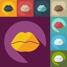 Flat modern design with shadow icon lips N4