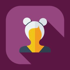 Flat modern design with shadow icon silhouette girl creative hairstyle N22