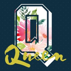 Queen to print T-shirts Watercolor background Hand lettering