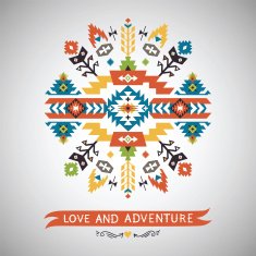 Vector colorful decorative element on native ethnic style N2