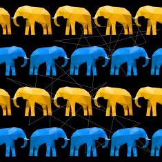 Elephant seamless pattern background isolated on black Abstract polygonal illustration