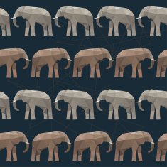 Elephant seamless pattern background isolated on black Abstract polygonal illustration N2