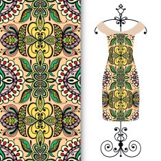 Fashion seamless geometric pattern women's dress on a hanger N4