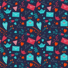 Sweet seamless pattern with hearts and flowers