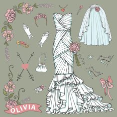 Bridal shower Dress accessories set Floral Decor element