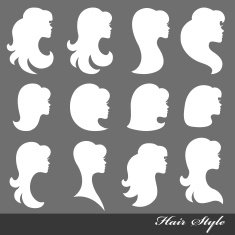 Girl face silhouette Profiles Hair style Logo set