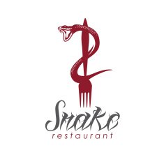snake on the fork vector design template
