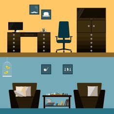 illustration in trendy flat style with isolated men's room interior