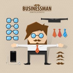 Hipster character pack for business man with accessory Vector EP