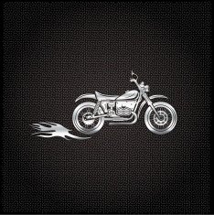 vintage silver motorcycle with flames graphic vector design tem