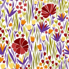 Vector pattern with red flower