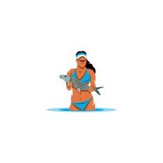 Woman holding a fish sign Vector Illustration