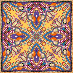yellow silk neck scarf or kerchief square pattern design in N2