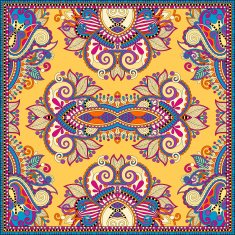 Traditional yellow ornamental floral paisley bandanna