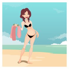Girl in the beach illustration N7