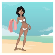 Girl in the beach illustration N9