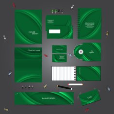 Stationery template design set with curves