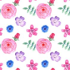 Watercolor flowers in vintage style
