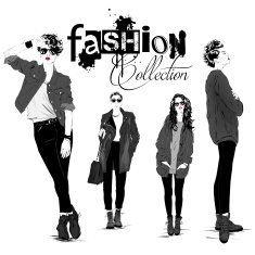 Fashion girl in sketch-style N56