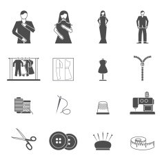 Fashion designer tools icon set