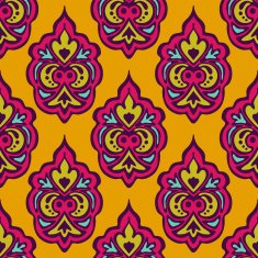 Damask vector festive yellow abstract seamless pattern