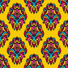 Damask vector festive yellow abstract seamless pattern N2