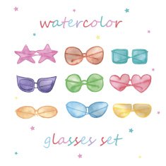Watercolor sunglasses set
