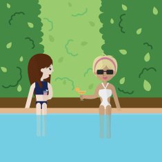 two woman beside pool great for any use Vector EPS10