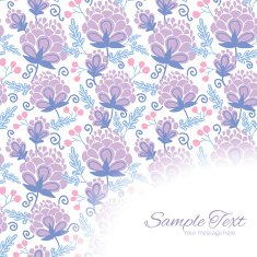 Vector soft purple flowers frame corner pattern background