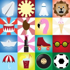 Collection of retro icons for design flat style