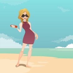 Girl in the beach illustration N10