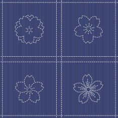 Endless texture Japanese Embroidery Ornament with blooming sakura flowers
