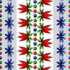 Seamless pattern with watercolor flowers and leaves N2