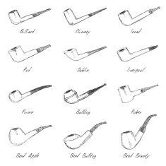Vector Set of Skettch Tobacco Pipes N2