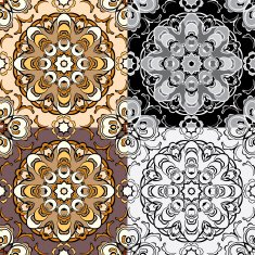 Set of squared backgrounds - ornamental seamless pattern