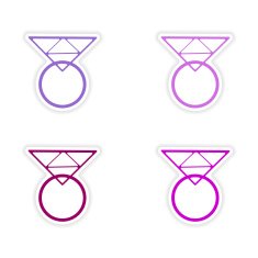 assembly realistic sticker design on paper rings
