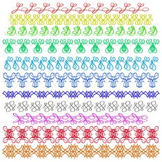 Set of Colorful sewing stitch on a white background
